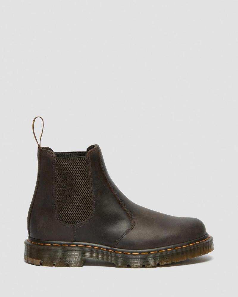 Dark / Brown Men's Dr Martens 2976 Slip Resistant Leather Ankle Boots | CA 424TCE